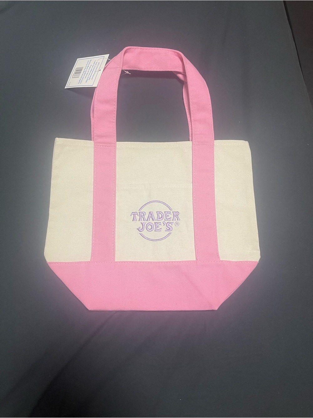 Trader Joe's Pink & Cream Canvas Tote